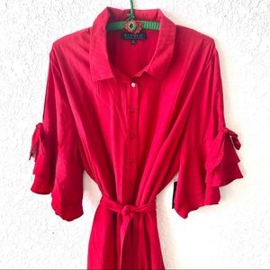 Eloquii red shirt dress butterfly sleeves Sz 20